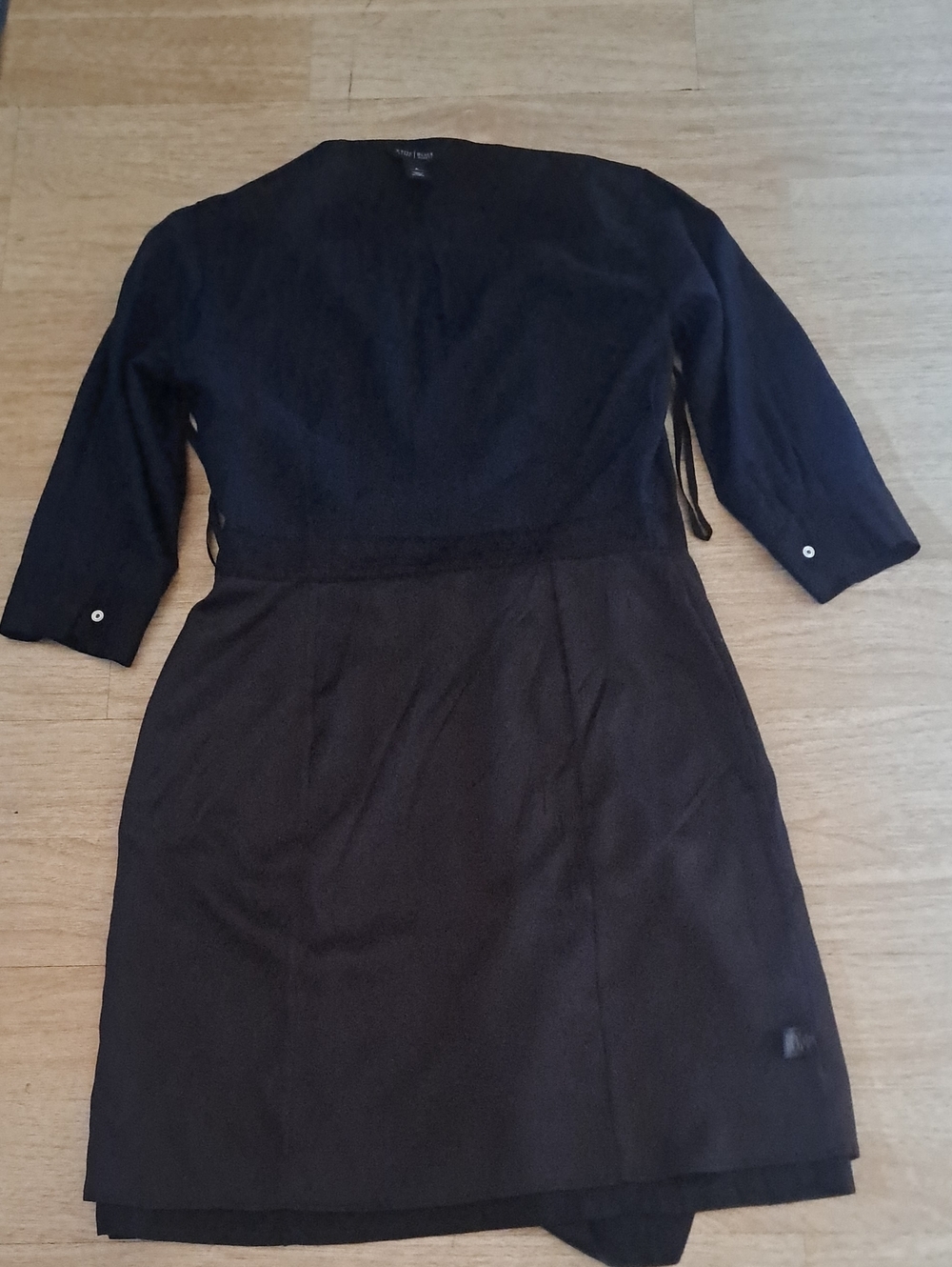 White House Black Market Black Button-Front Midi Shirt Dress - Picture 13 of 14